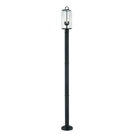 Z-Lite Sana 2 Light Outdoor Post Mounted Fixture, Black And Seedy 592PHMR-567P-BK